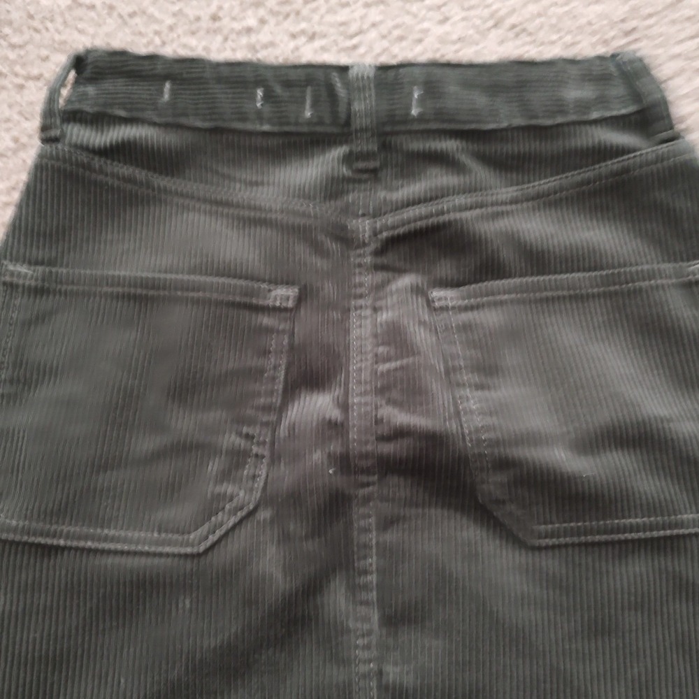 Hollister Women Olive Green Corduroy Ultra High Rise Front Zip Mini Skirt Size 0